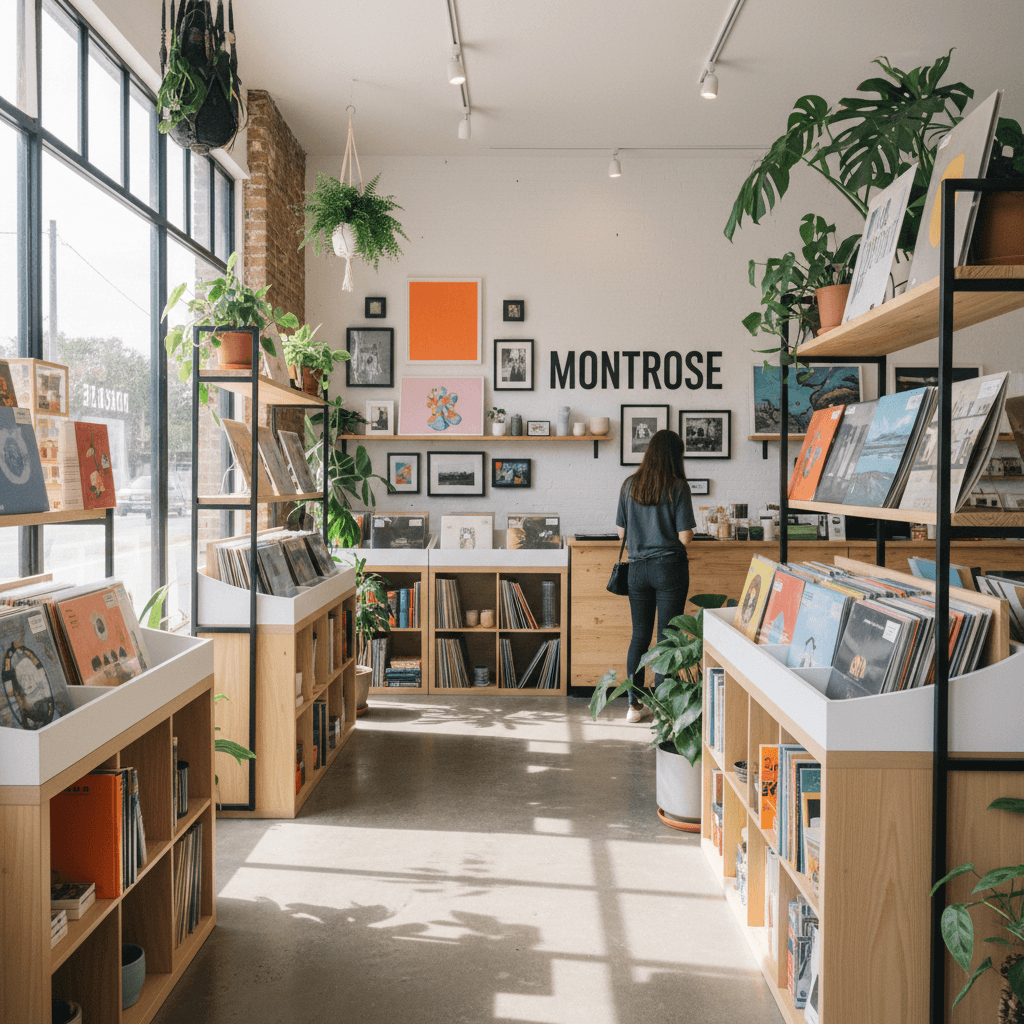 Interior of Blessings Plants & Music Montrose location with products and customers