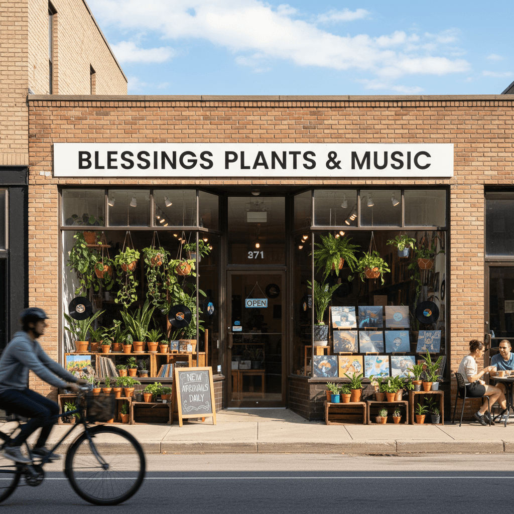 Blessings Plants & Music storefront in Houston