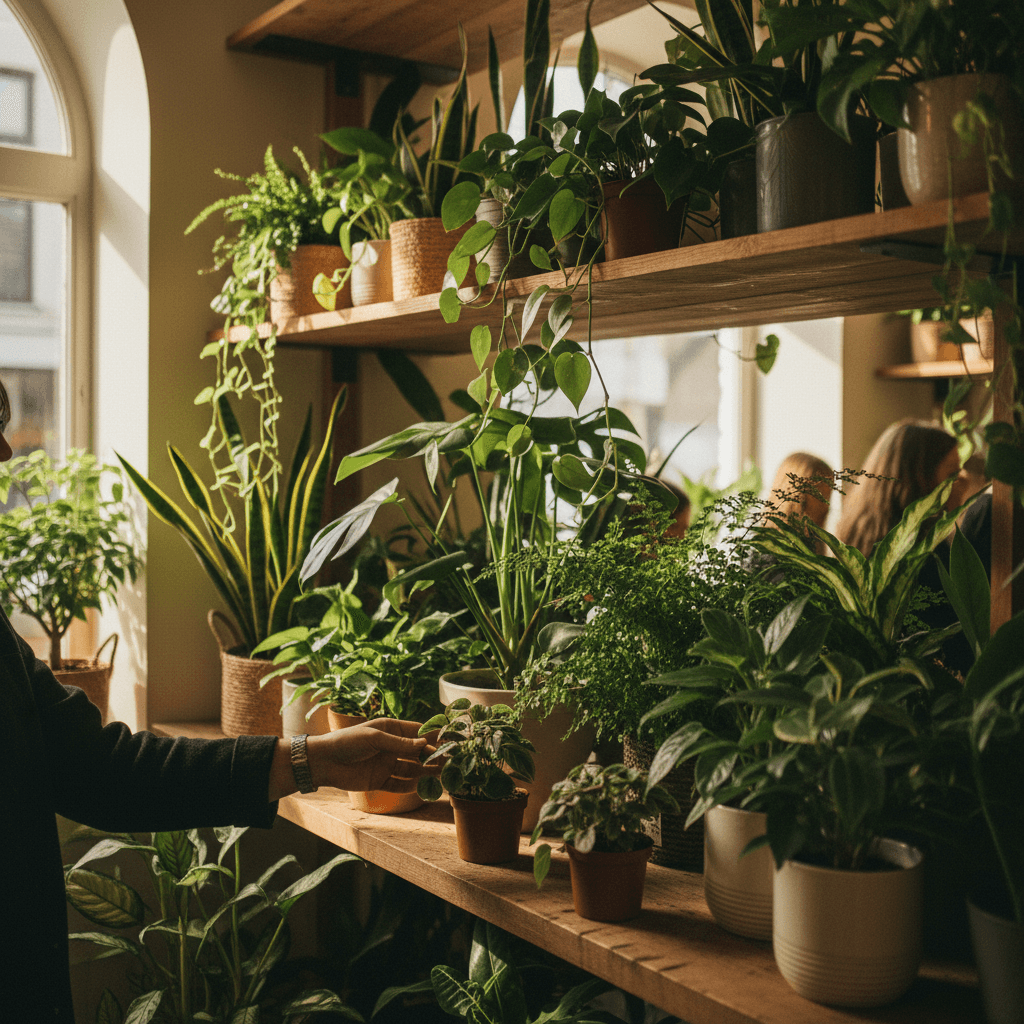 Curated houseplants selection at Blessings Plants & Music