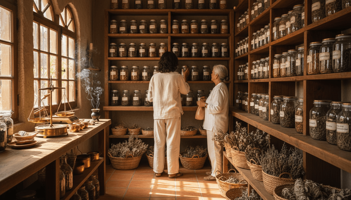 David Blessings, founder of Blessings Plants & Music, standing in his Houston boutique surrounded by houseplants and vinyl records