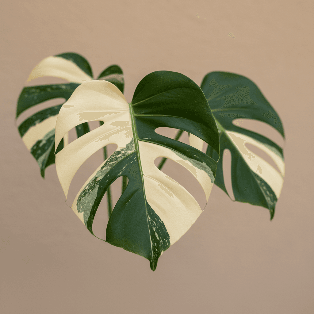 Monstera deliciosa with split leaves in bright corner