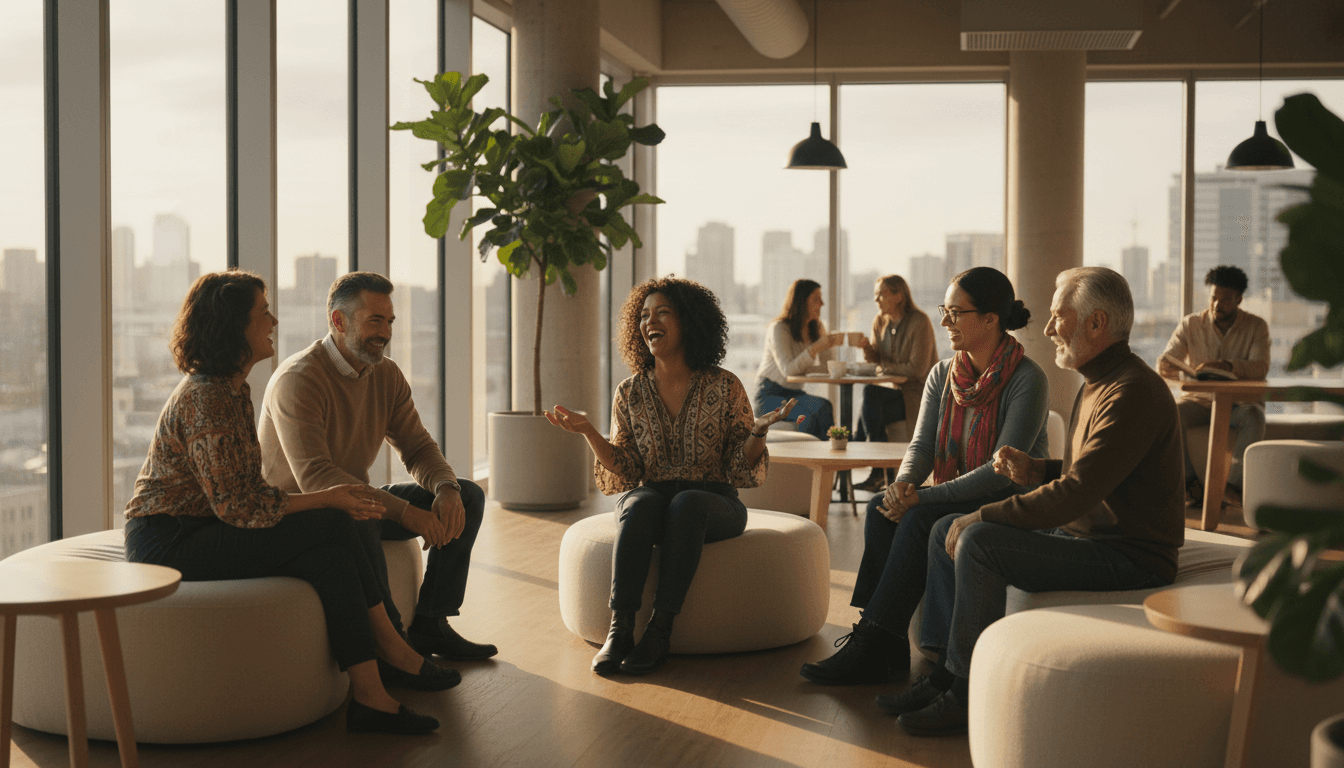 Community plant swap event with diverse participants trading plants