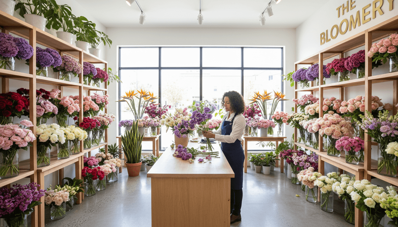 Thoughtfully curated Blessings Plants & Music store display