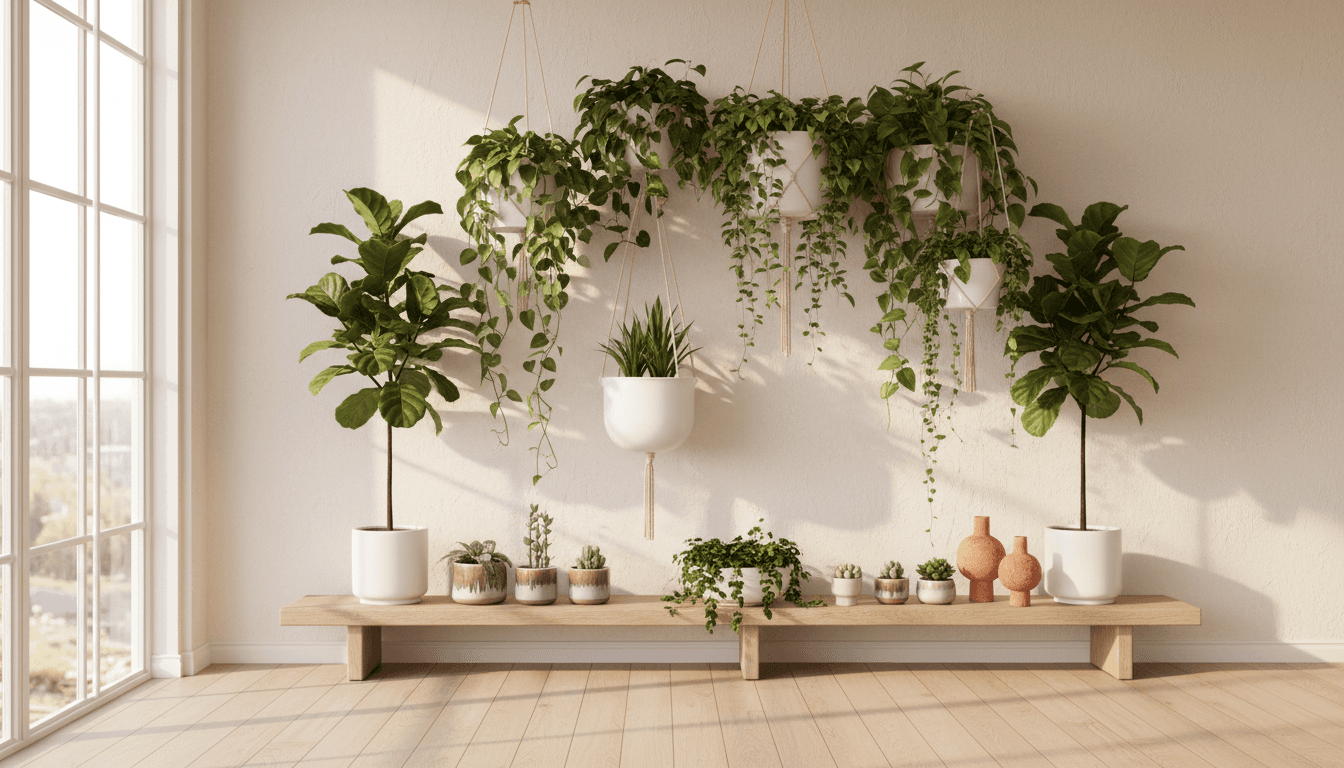 Snake plant with variegated stripes in black pot